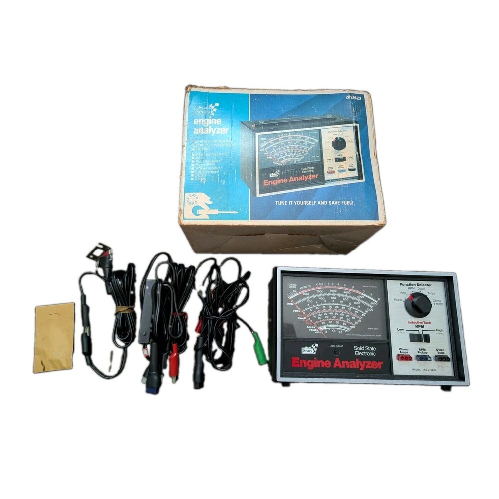 Vintage Sears Engine Analyzer 28-21423 161.214230 w/ Manual, Cables & Box
